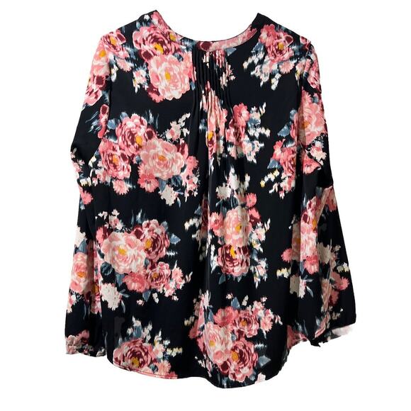 Torrid Women's Plus Size 1 Blouse Top Long Sleeve Multicolor Floral V Neck Silky - Picture 2 of 11